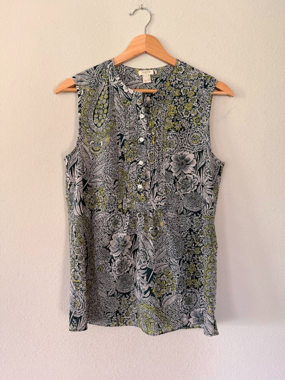J.Crew Lime & Teal Floral Sleeveless blouse — Sz 4